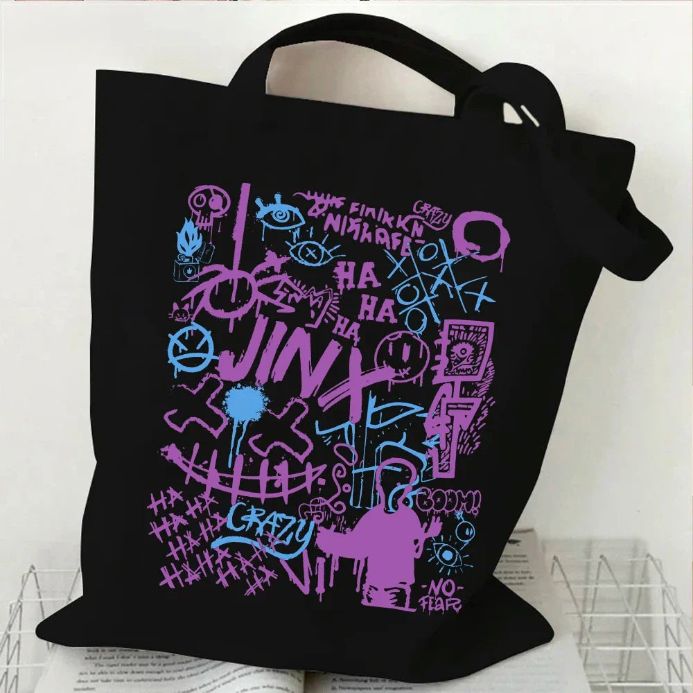 Anime Arcane-Jinx Print Canvas Bag | Reusable & Foldable Shoulder Tote Luxegan