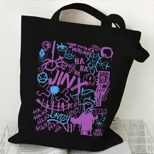 Anime Arcane-Jinx Print Canvas Bag | Reusable & Foldable Shoulder Tote Luxegan