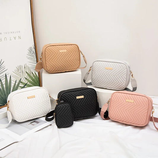 V-Embroidered Niche Bag | Casual Small Square Camera & Messenger Bag Luxegan