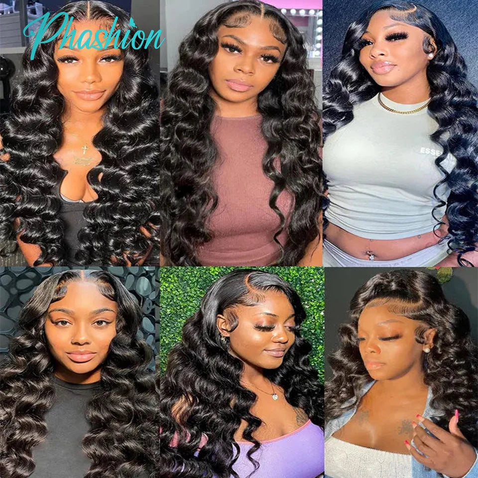 Phashion Loose Deep Wave 4×4 13x4 Lace Frontal HD Transparent Swiss Closure Pre Plucked Brazilian Remy Human Hair For  Women