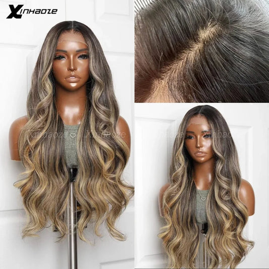 13x4 HD Highlight Lace Frontal Wig Human Hair Honey Blonde Body Wave Lace Front Wigs For Women Glueless Silk Top Wig Pre Plucked