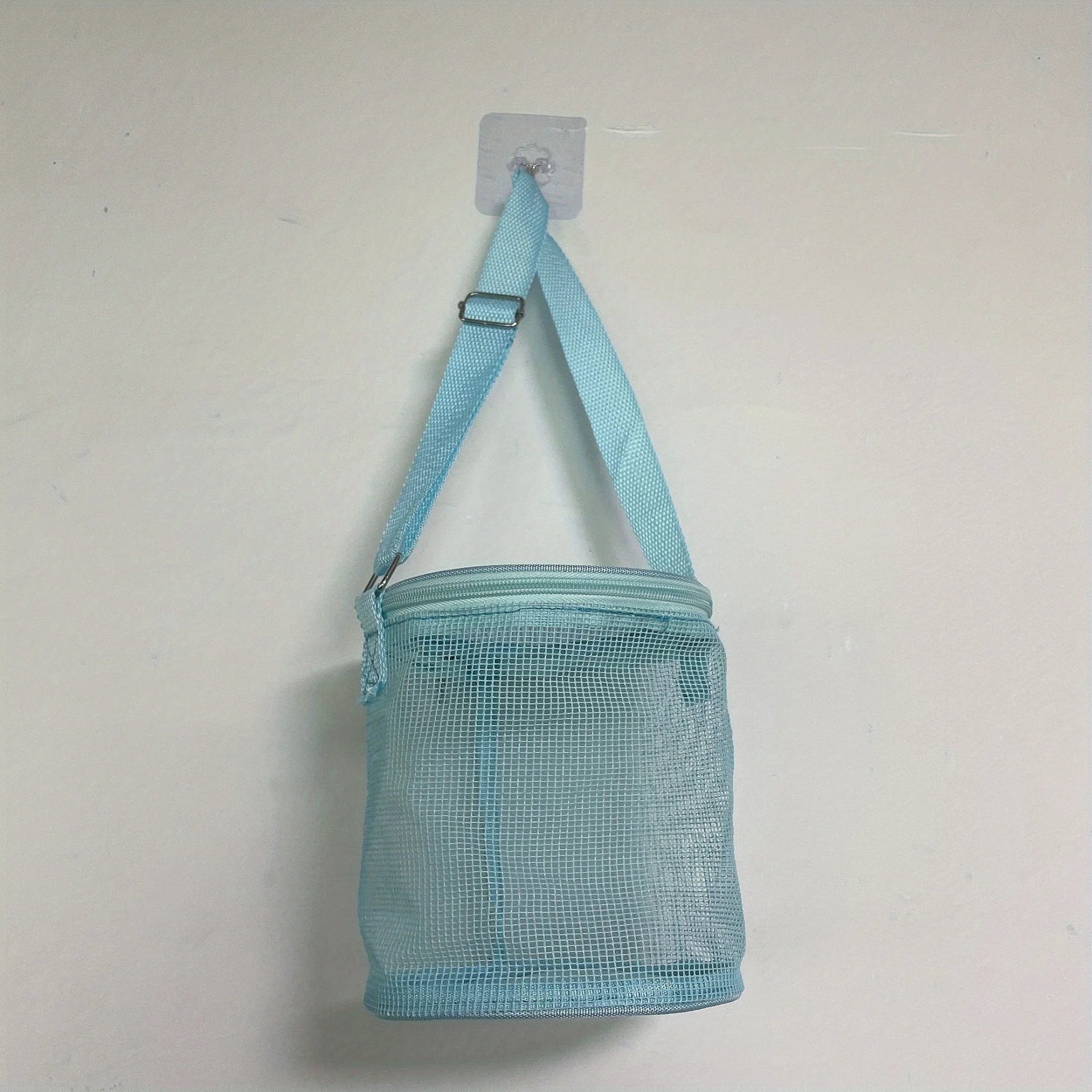 Net Yarn Shell Storage Bag | Sophisticated Three-Dimensional Circle Beach Bucket | Elegant Dredging Toy Collection Bag | High-Quality Polyester Mesh Finishing Pouch with "Dignified" Barrel Shape Luxegan