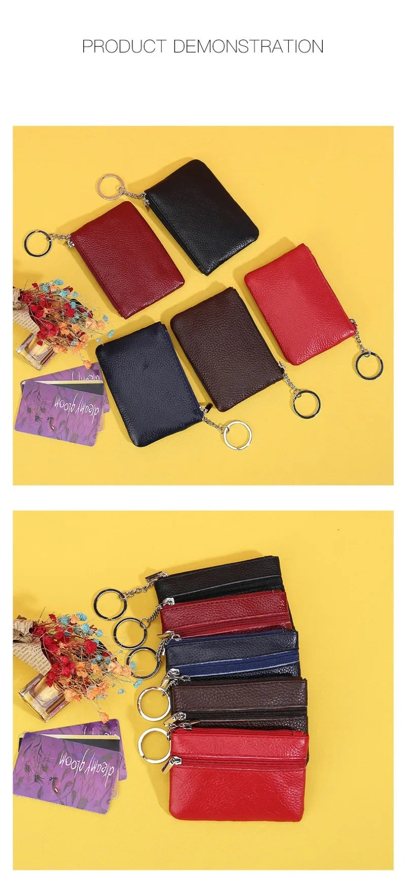 Genuine Leather Cowhide Square Coin Purse | Soft Ultra-thin Zipper Wallet Luxgan