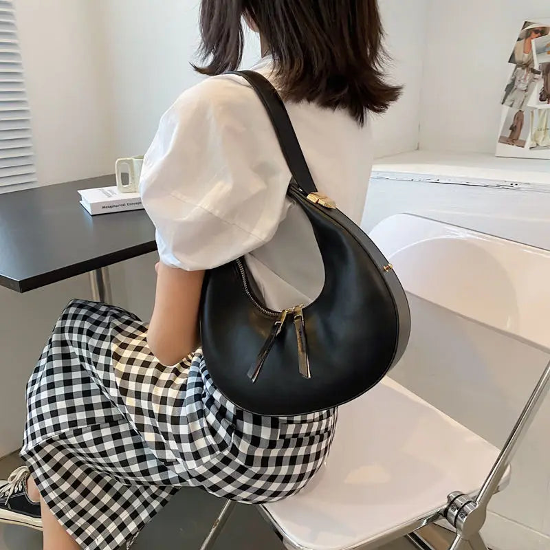 Luxury Half-Moon Underarm Bag for Women | PU Leather Shoulder & Crossbody Bag (Autumn Winter Fashion Armpit Handbag & Purse) Luxegan