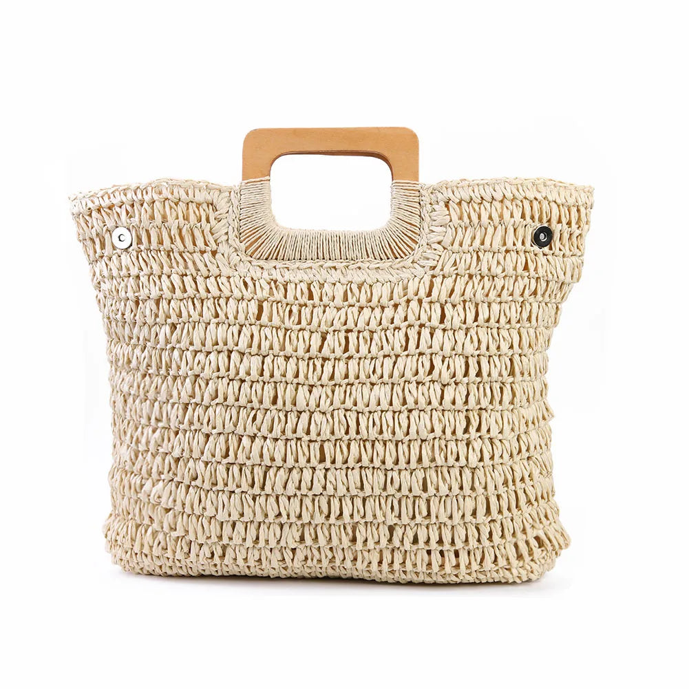 Vintage Hollow Design Woven Shoulder Bag | Large Capacity Knitting Tote & Summer Beach Bag Luxegan