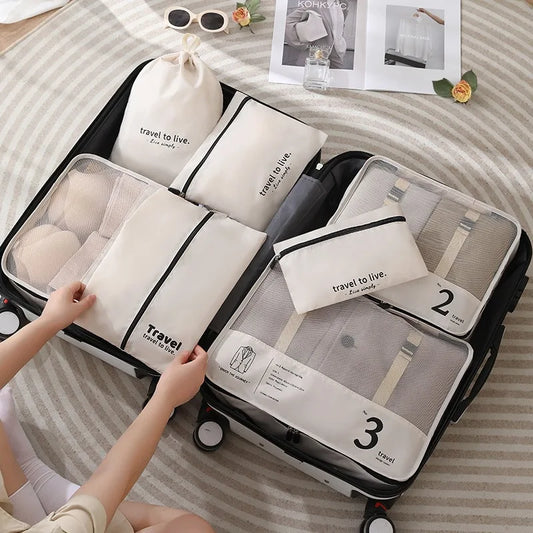 7-Piece Travel Storage Bag Set | Large Capacity Suitcase Organizer Luxegan