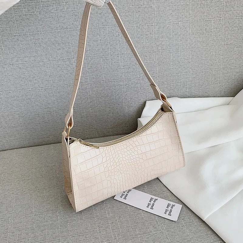 French Style PU Leather Baguette | Simple Underarm Shoulder Purse Luxegan