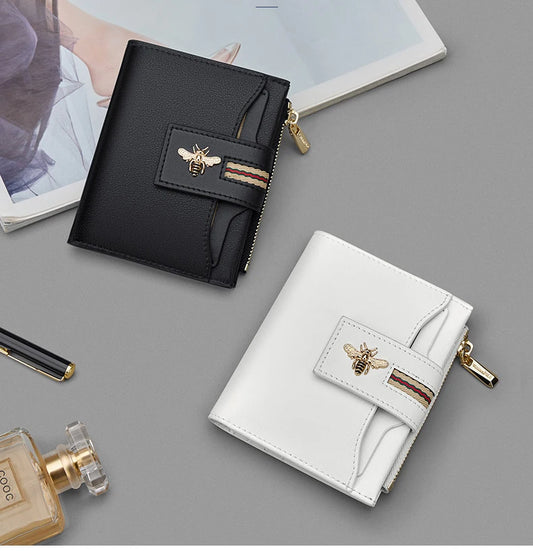 Short Women's Fashion Cowhide Wallet | Personalized Card Holder & Coin Money Bag | Premium Split Leather Bifold with Note Compartment & Photo Holder Luxegan