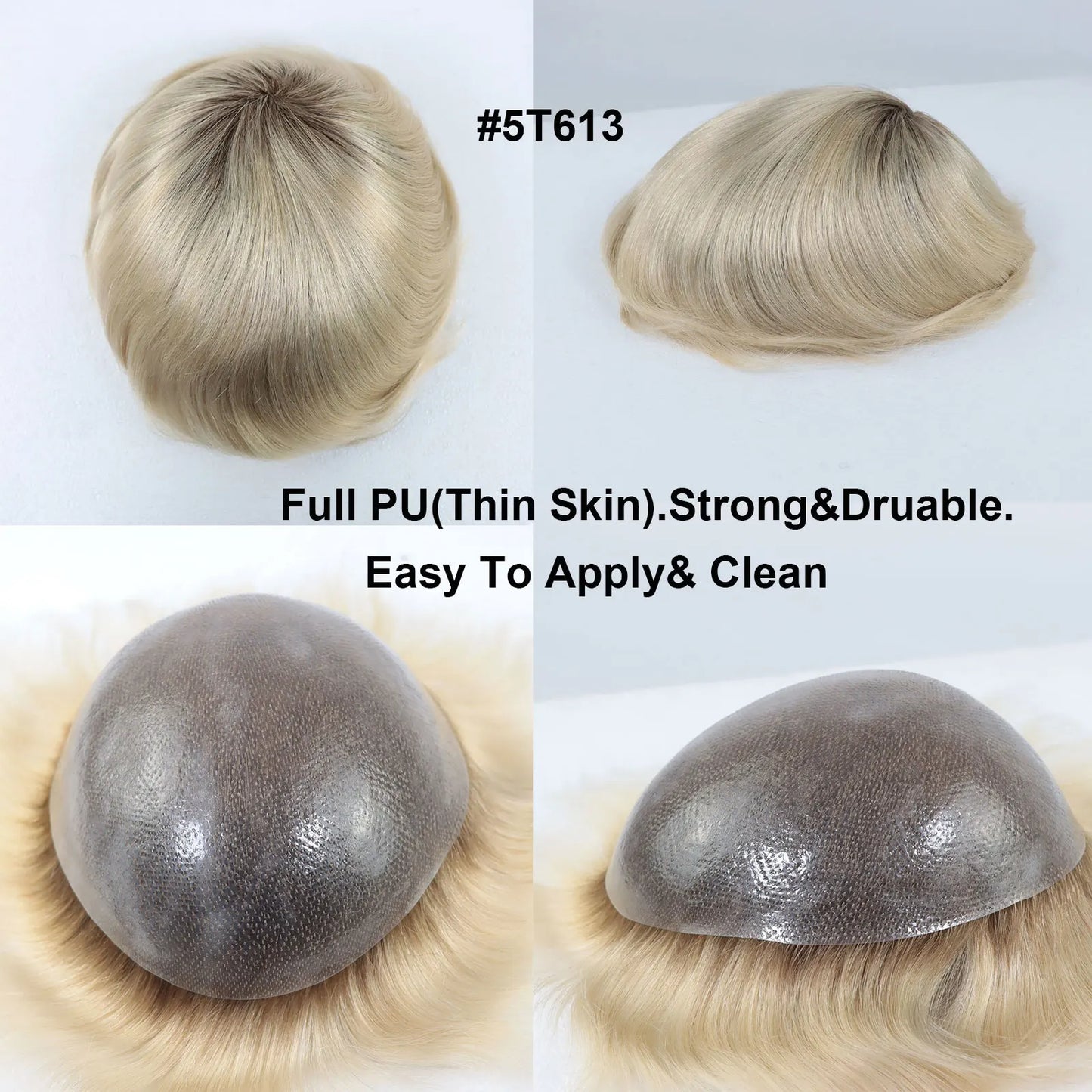 Ombre Platinum Blonde Lace Front Toupee | Sophisticated "Capillary Prosthesis" Silhouette | Dark Roots #613 Remy Human Hair System | "Dignified" High-Performance 8x10 Lace & PU Base for Radiant Versatile Styling Luxegan