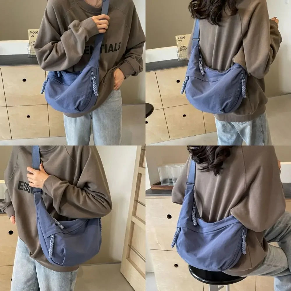 Canvas Solid Casual Tote | Soft Korean Simplified Large Capacity Dumpling Bag Luxegan