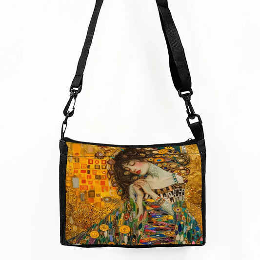 Gustav Klimt Inspired Shoulder Bag | Versatile Square Crossbody Luxegan