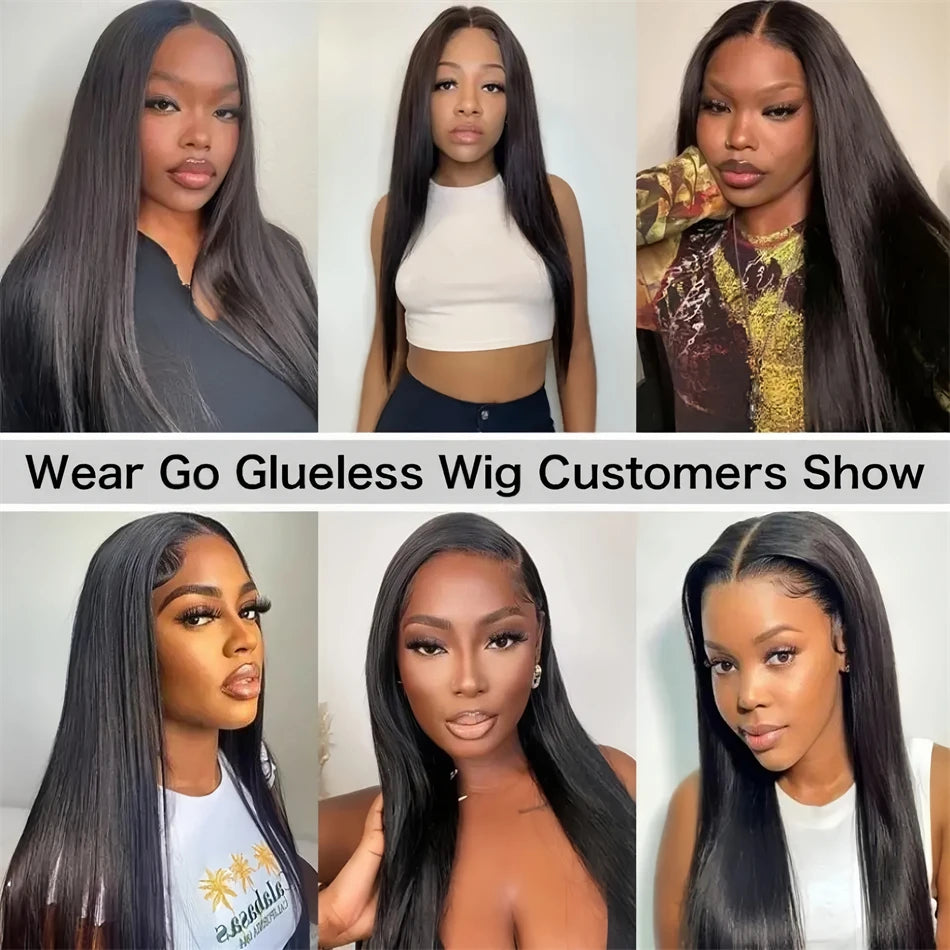 Wear and Go Glueless Brazilian Bone Straight Human Hair Wigs