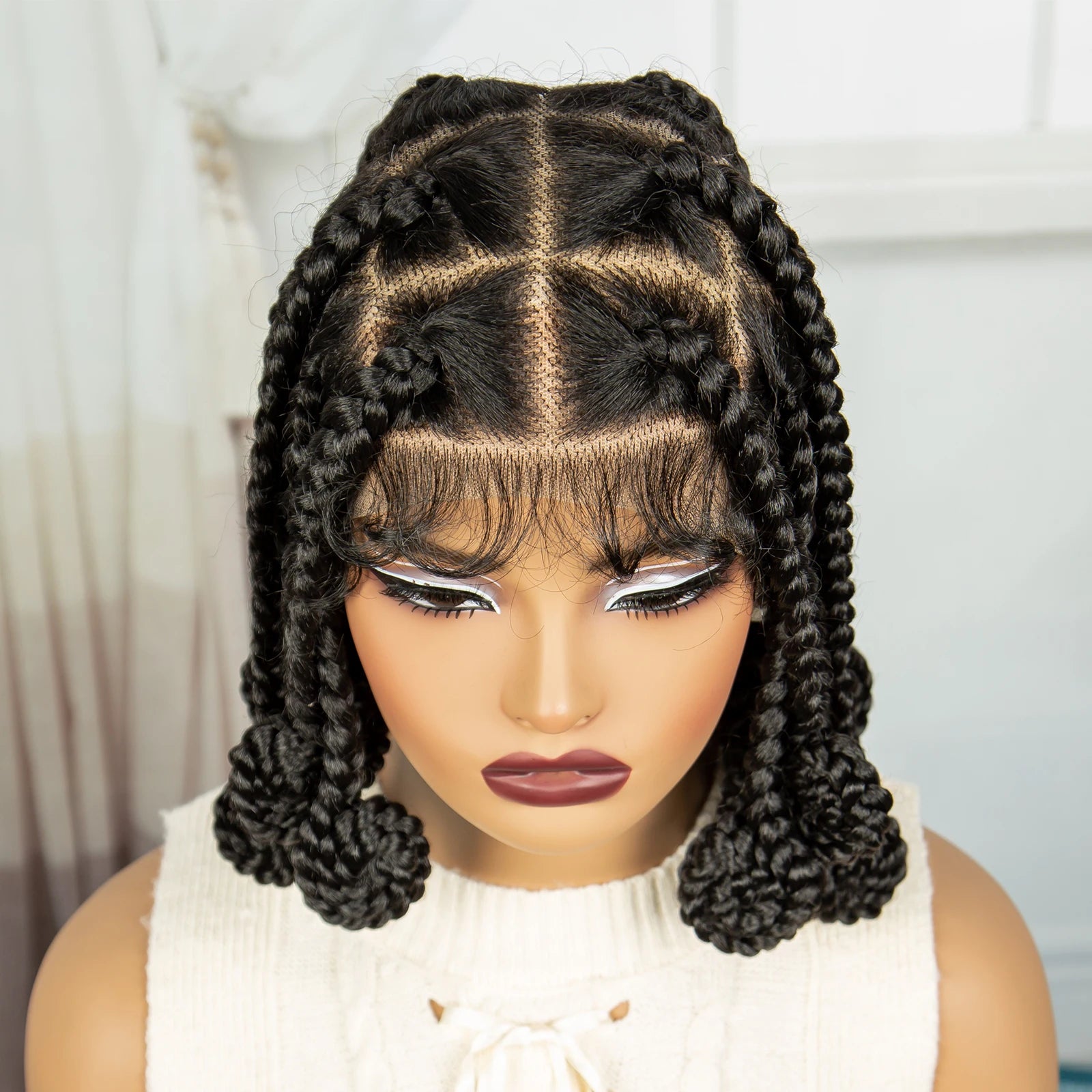Handmade Bantu Knotless Braids Wig | Full Lace Frontal | Baby Hair Luxegan