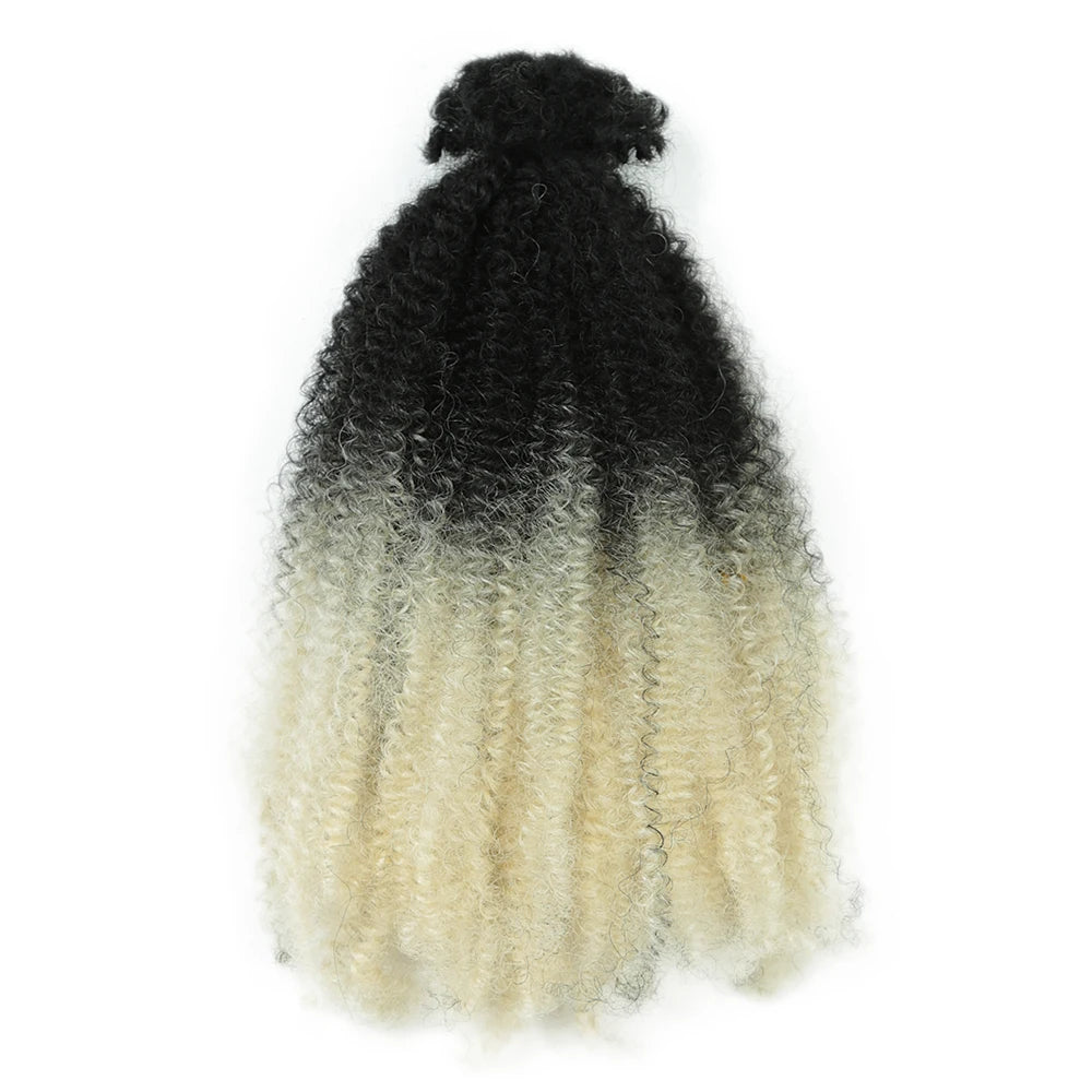 Afro Kinky Curly Bulk Synthetic Braiding Hair 12in – Soft Micro Twist Crochet Hair | 12 Ombré - view 9