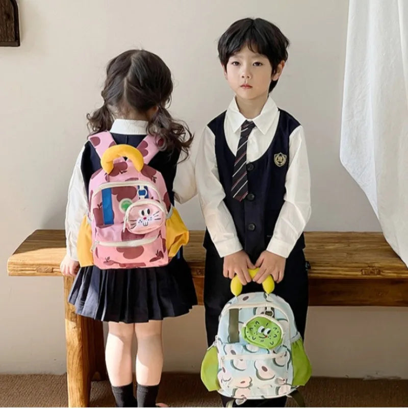 Fun & Cute Dopamine Schoolbag | Small Nylon Animal Pattern Backpack for Boys & Girls | School and Trip Luxegan