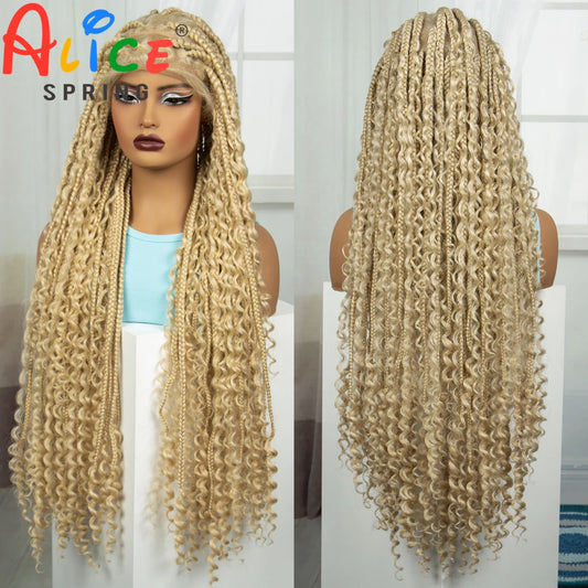 36 Inch Boho Knotless Box Braid Wig | Full Lace | Curly Ends