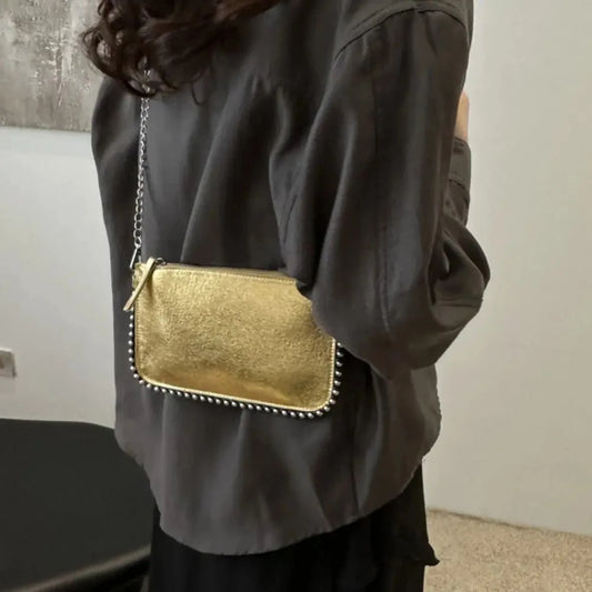 Street PU Leather Underarm Tote Bag | Rivet Korean Style Vintage Shoulder Bag Luxegan