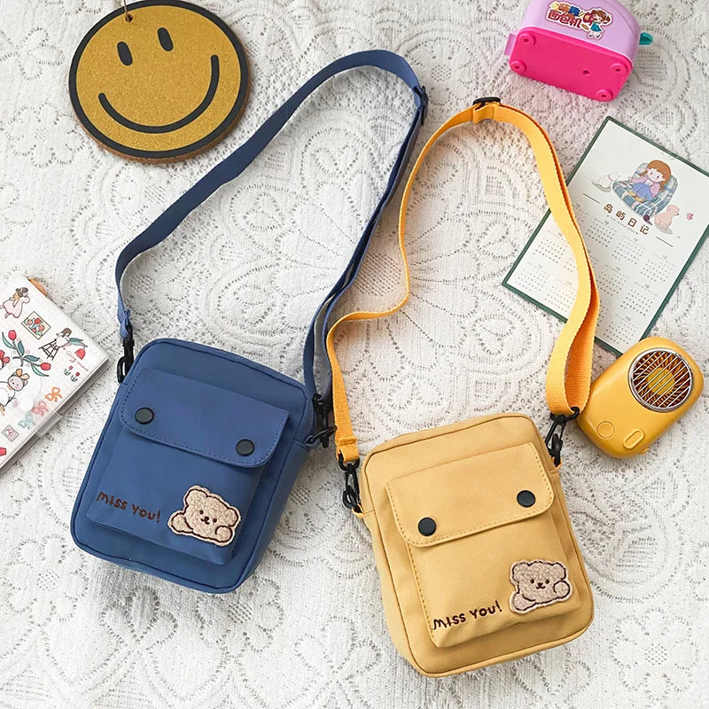 Cute Bear Nylon Bag | Preppy Mini Crossbody & Shoulder Purse Luxegan