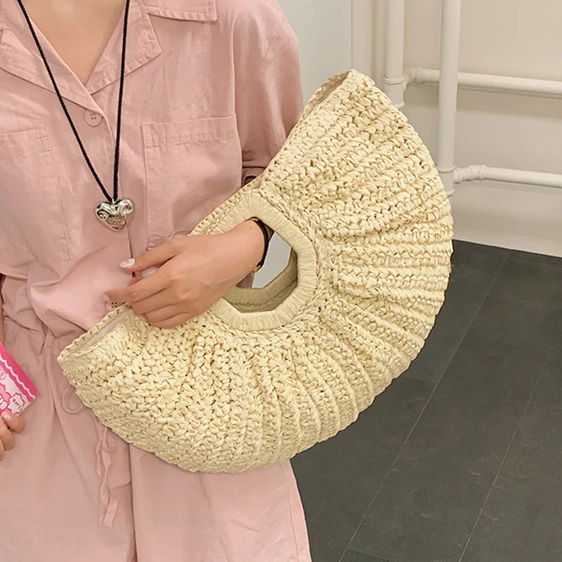 Brand Exquisite Double-sided Shell Handbag | Luxury Handmade Large Capacity Shell Crossbody Clutch Bag (Wooden Handle & Tote) Luxegan