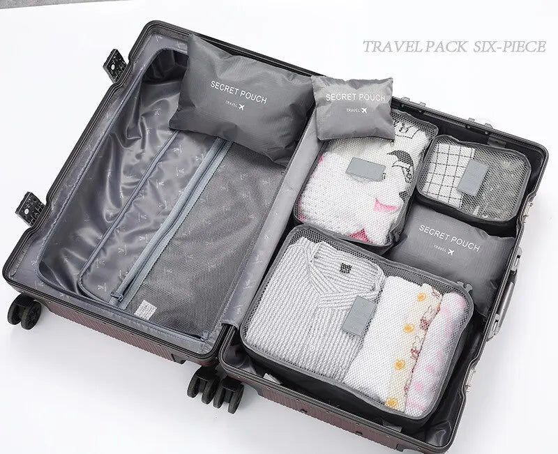 6-Piece Travel Storage Bag Set | Portable Luggage Organizer & Packing Cubes Luxegan