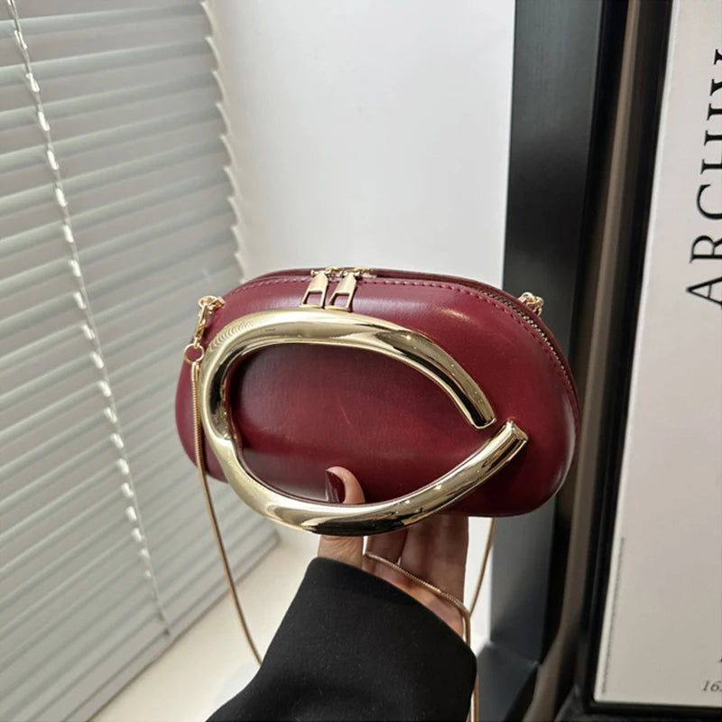 Z Style Luxury Box Clutch | Special-shaped Metal Chain Shoulder Bag Luxegan