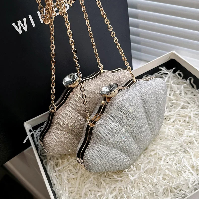 Luxury Shell Clutch | Metallic Evening & Crossbody Bag Luxegan
