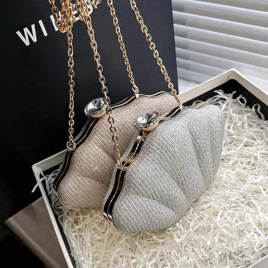 Luxury Shell Clutch | Metallic Evening & Crossbody Bag Luxegan