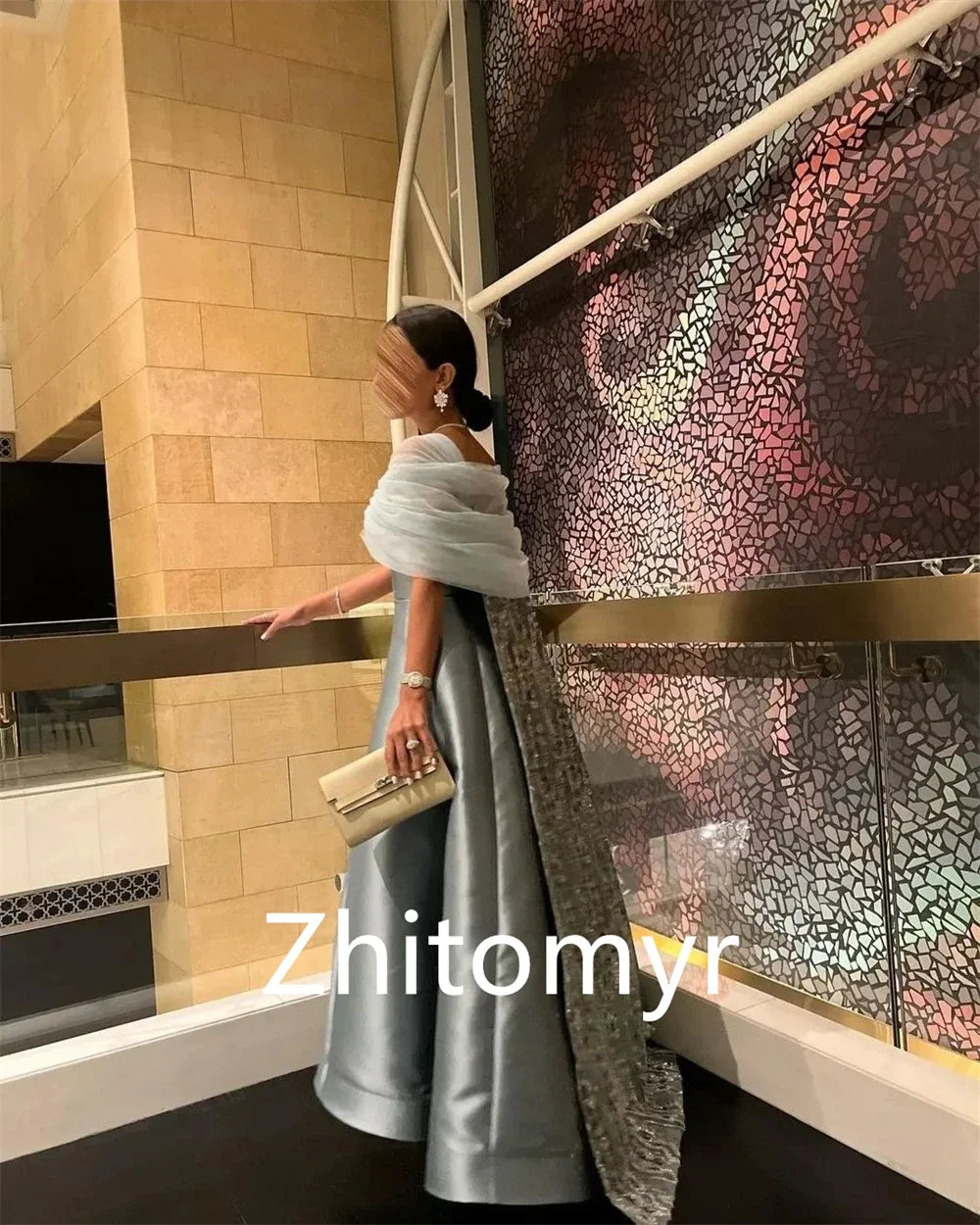 Customized Sparkle Elegant V-neck Ball gown Formal Ocassion Gown Beading Paillette / Sequins Sweep/Brush Charmeuse Evening Dress