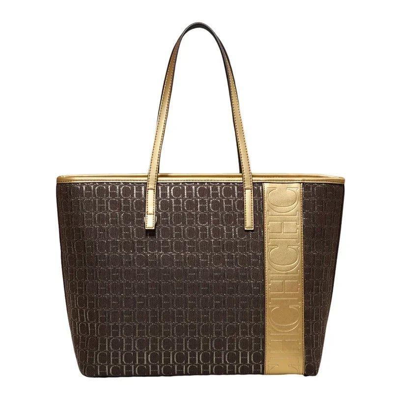 Women’s Vintage Crossbody Bucket Bag | Fresh Simple Design Business Handbag | Classic Character Print TPU Shoulder Bag with Letter Decoration Luxegan