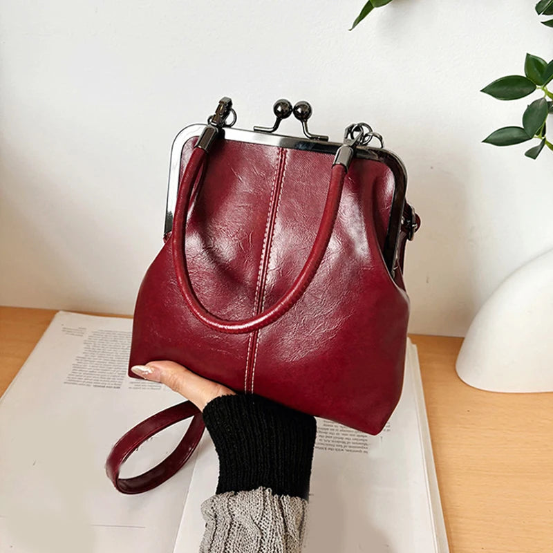 Vintage Style Brown Shell Handbag | Versatile Designer Shoulder Bag for Women | Premium PU Leather Lady's Crossbody Purse | Minimalist Fashion Shell Bag Luxegan