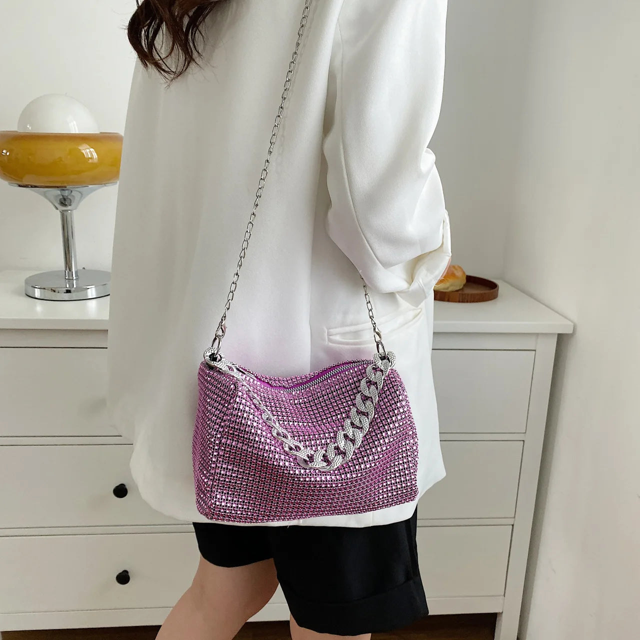 Korean Fashion Bright Diamond Hobo Messenger Bag Luxegan