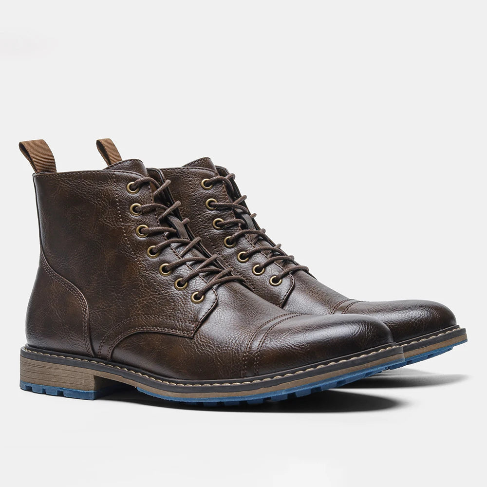 Brogue Chelsea Men's Boots | American Style Comfortable Fashion Leather Boots (Low Heel) Luxegan
