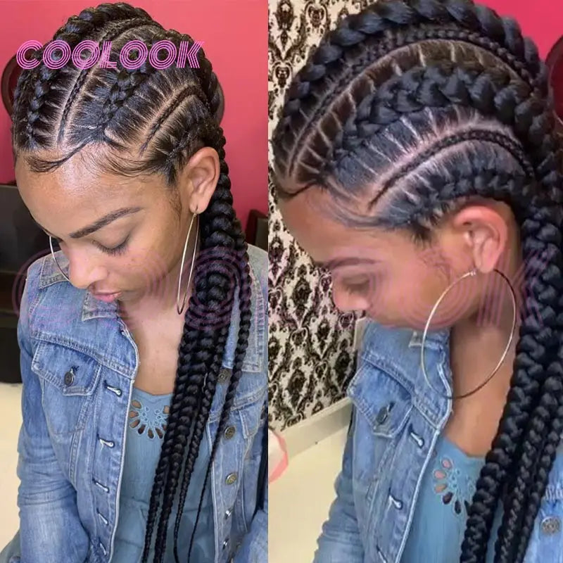 20-36 Inch Jumbo Box Cornrow Faux Locs Wig | Full Lace
