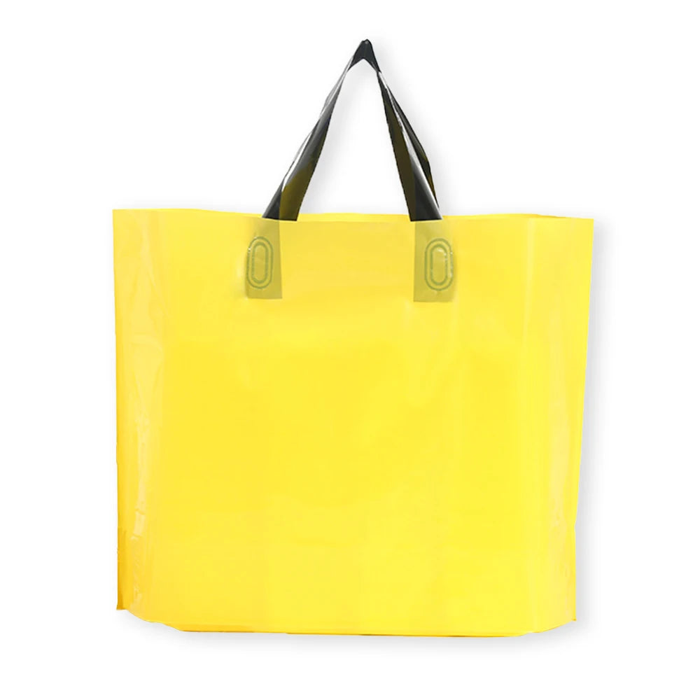 Custom Logo Plastic Shopping Bags | Personalized Small Business Boutique Retail Bags | Premium Gift Packaging with Handles for Parties, Weddings, and Events (20/50pcs Sets) Luxegan