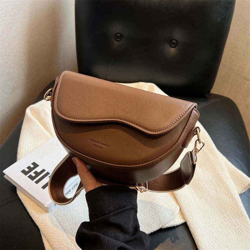 Vintage PU Leather Saddle Armpit Bag | Soft Crossbody Purse Luxegan