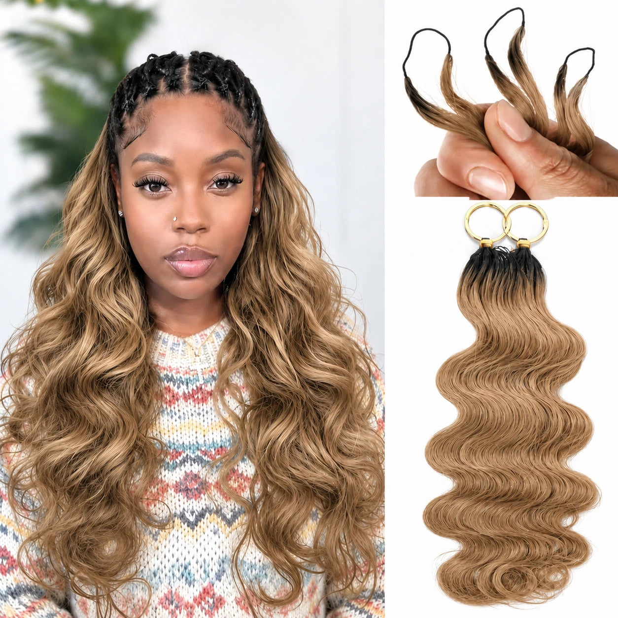 Honey Blonde Body Wave Human Hair Crochet Extensions | 16–24 Inch Luxegan