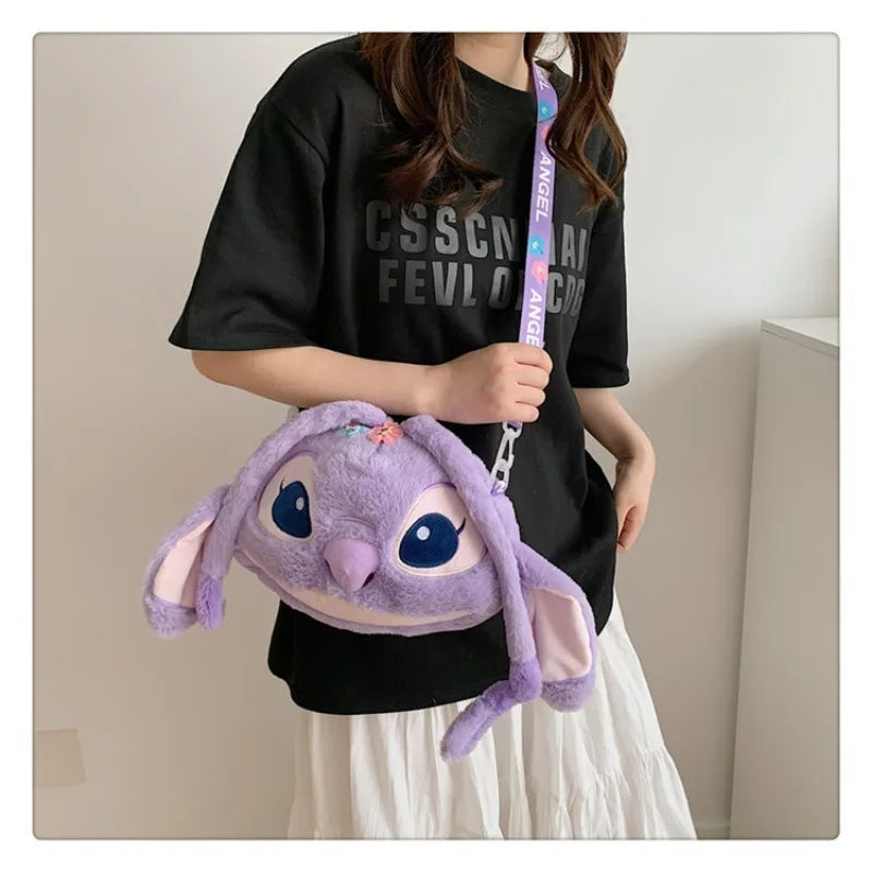 New Disney Cartoon Stitch Plush Backpack | Girls Cute Ins Shoulder Messenger Bag (Parent-Child Gift) Luxegan