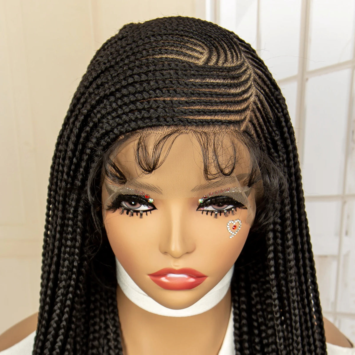 36 Inch Square Knotless Box Cornrow Wig | Full Lace Frontal