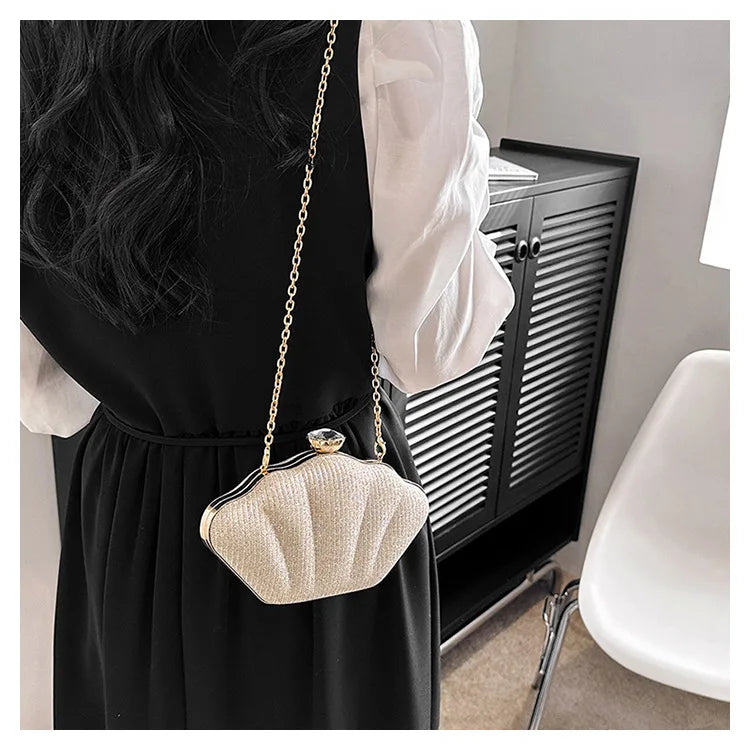 Luxury Shell Clutch | Metallic Evening & Crossbody Bag Luxegan