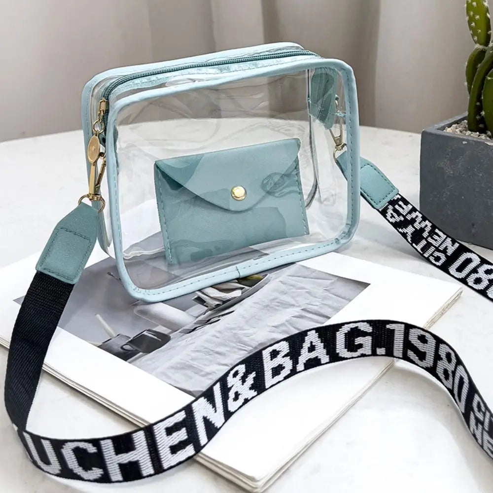 Transparent Crossbody Bag for Women | Candy Color Letter Fashion Shoulder Bag & PVC Transparent Jelly Bag (Small Square Bag) Luxegan
