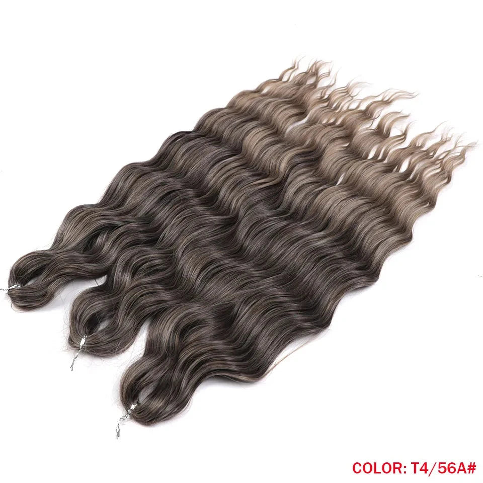 Synthetic Anna Curl Water Wave Crochet Braiding Hair – 24 Inch | 300g | 60 Strands | 88 Ombre & - view 90