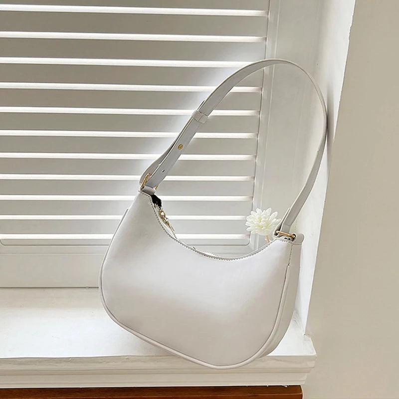 Luxury Designer PU Leather Underarm Bag | Fashion Women's Solid Color Pleated Clutch & Shoulder Hobo Tote Bag Luxegan