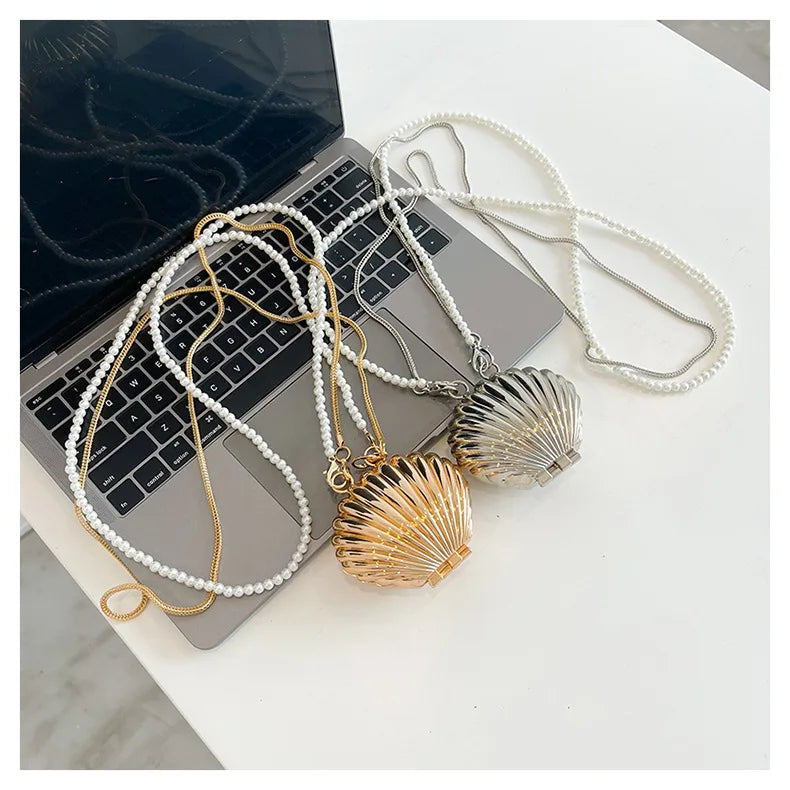 New Summer Lipstick Bags for Women Fashion Pearl Mini Purse Crossbody Bag | High Quality Gold Shell Bag Designer Shoulder Bag Luxegan