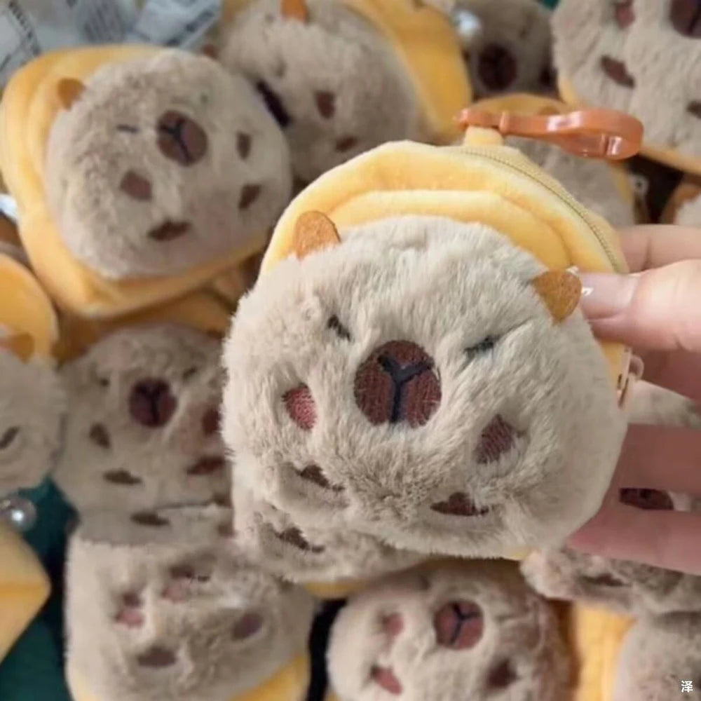Kawaii Capybara Plush Coin Purse | Lovely Cartoon Round Bag & Headphone Storage Luxegan