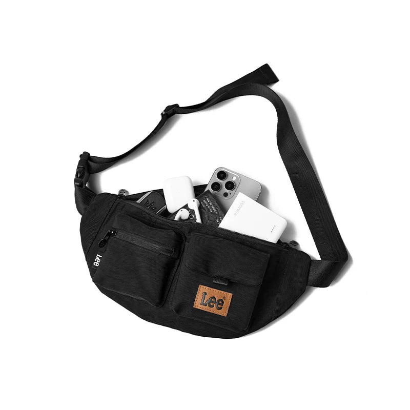 Original Black Fashion Fanny Pack | Korean Style Waterproof Nylon Crossbody Bag | Durable Unisex Chest & Waist Bag | Versatile Sport Shoulder Bag for Phone & Travel (Model 0106) Luxegan