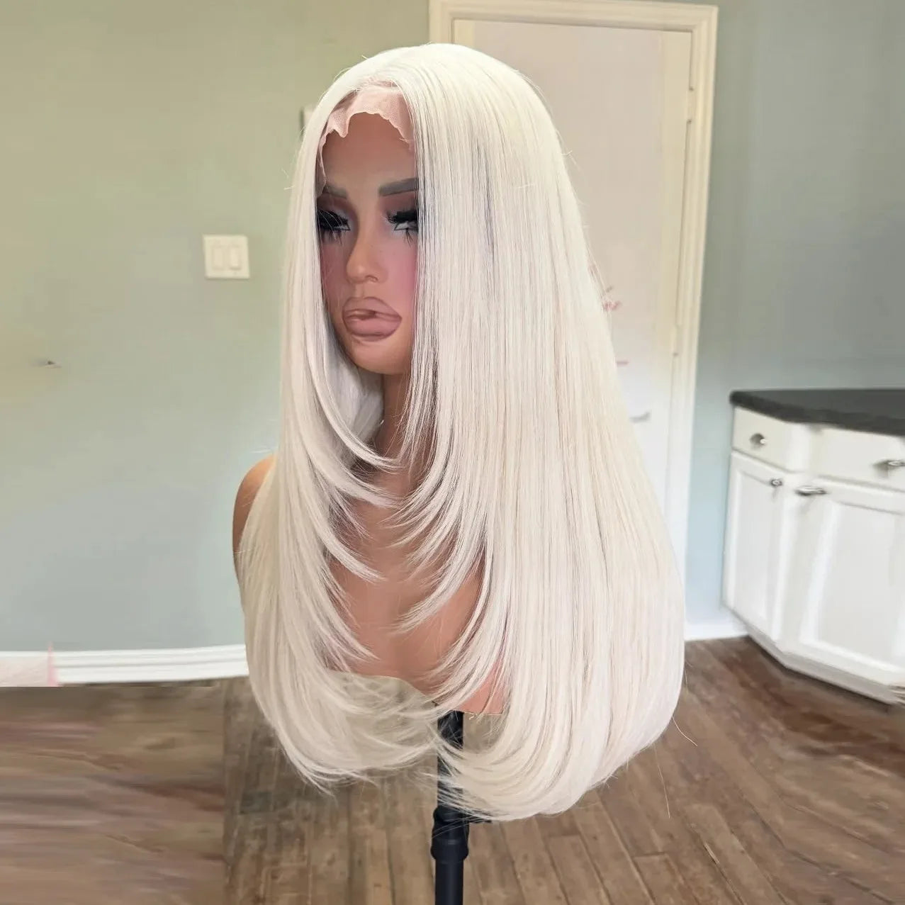 Light Pink Layered Straight Bob | Sophisticated 13x4 HD Transparent Lace Frontal | Elegant 12-Inch High-Temperature Fiber Wig | "Dignified" Natural Hairline Glueless Wig for Daily Wear & Cosplay Luxegan