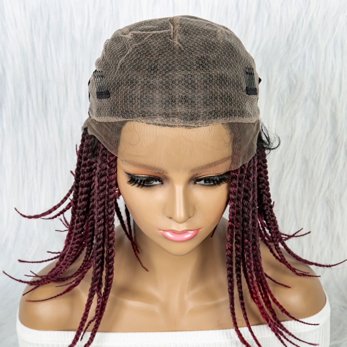 Pelucas trenzadas Bob para mujeres negras Peluca de encaje completo con trenzas estilo cornrow Peluca sintética de encaje frontal con trenzas de caja sin nudos con cabello de bebé