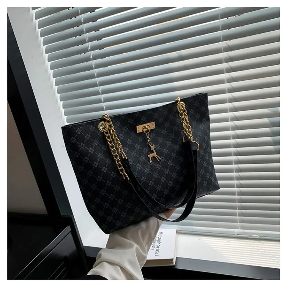 Women’s Luxury Design Milk Cotton Tote Bag | High-Capacity Hand-Printed Shopping Bag | Trendy New Bucket Purse with Ultra-Soft Cashmere Lining Luxegan