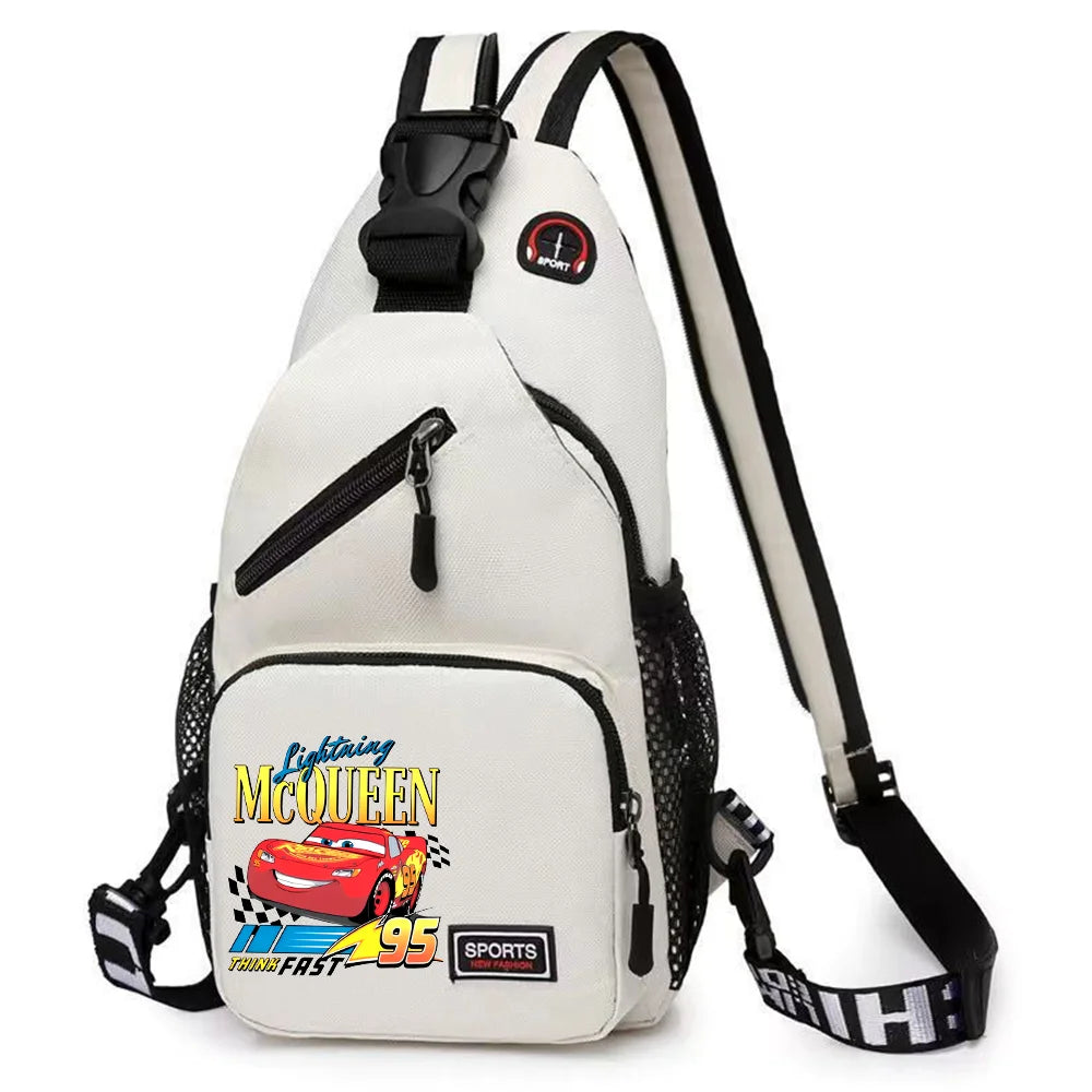 Cars Lightning McQueen Chest Bag Sling Messenger Bag | Crossbody Backpack Travel Sports Bagpack | Men Shoulder Bag Women Rucksacks Luxegan