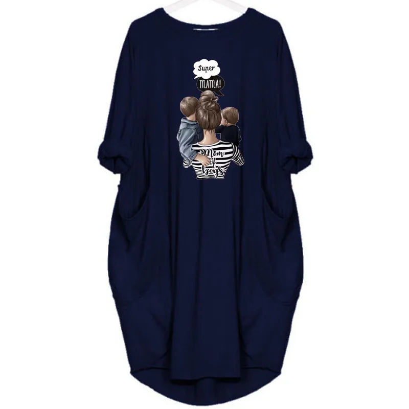 Women's Plus-Size Loose Long-Sleeved Dress | Casual Solid Color O-Neck Winter Pullover | Soft Knit Knee-Length Everyday Dress | Comfortable All-Season Basic Wardrobe Staple Luxegan